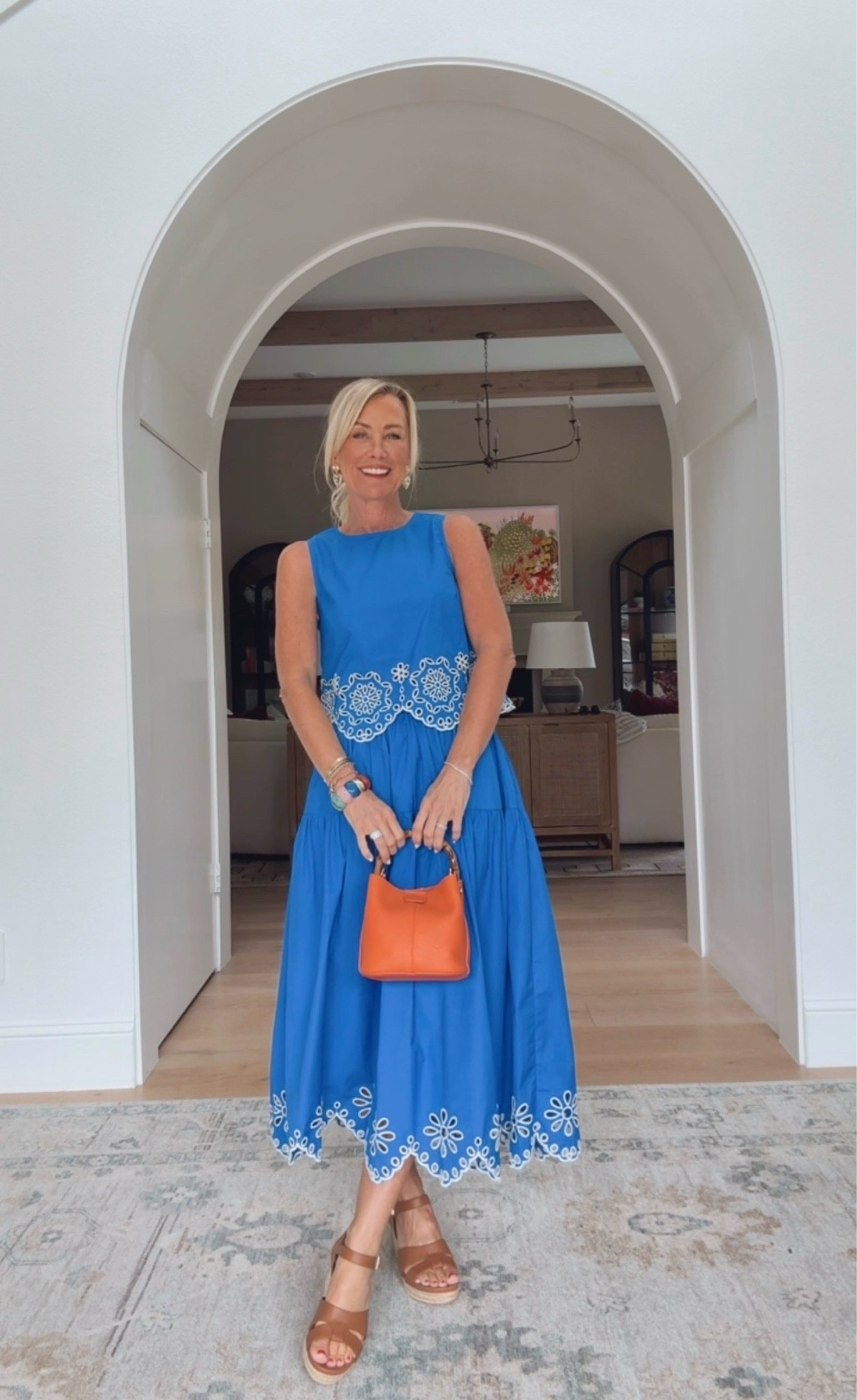 Love this matching set and detail that went into the eyelet trim! So sweet and so fun to style different ways this summer. 

Top: XS
Skirt: XS

#LTKSeasonal #LTKOver40 #LTKootd