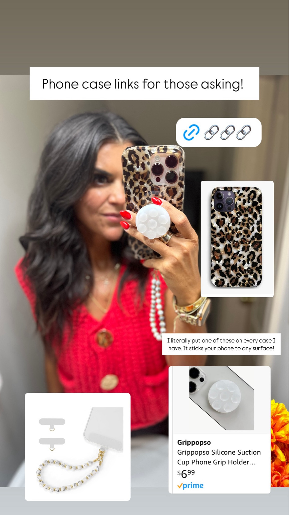 Phone case links for those asking!  I literally put one of these on every case I have. It sticks your phone to any surface!