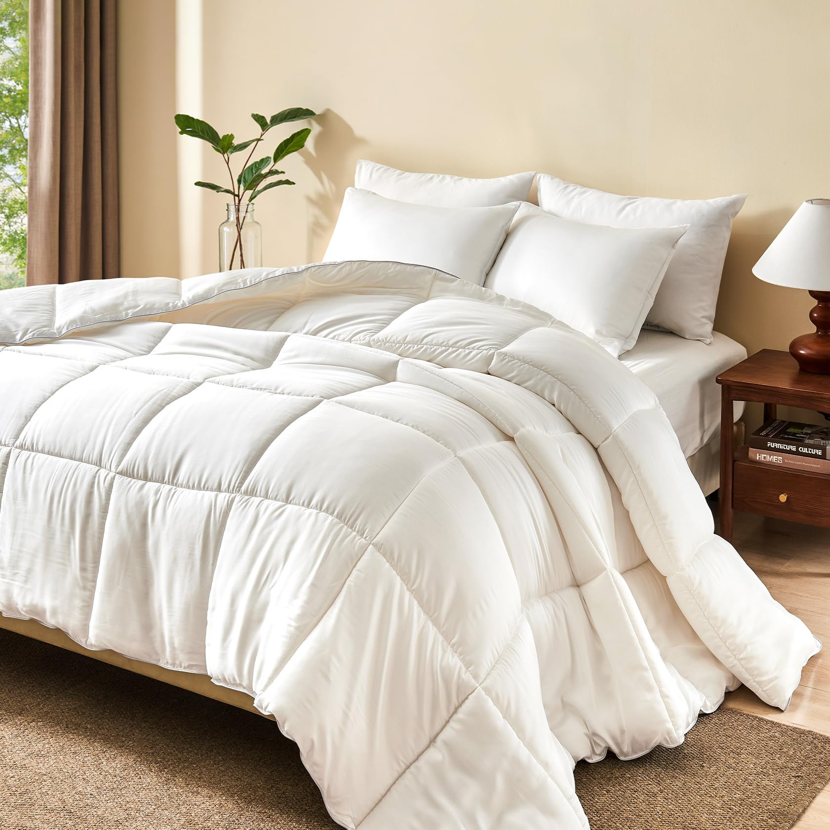 BPC Feather Down Comforter Super King for All Season, 750 Fill-Power Cloud Fluffy Duvet Insert wi... | Amazon (US)