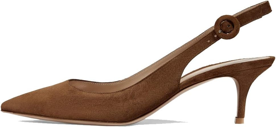 Divanne Slingback Pumps, Women's Pointed Toe Low Heel Sandals Slingback Strap Kitten Heel Pumps E... | Amazon (US)