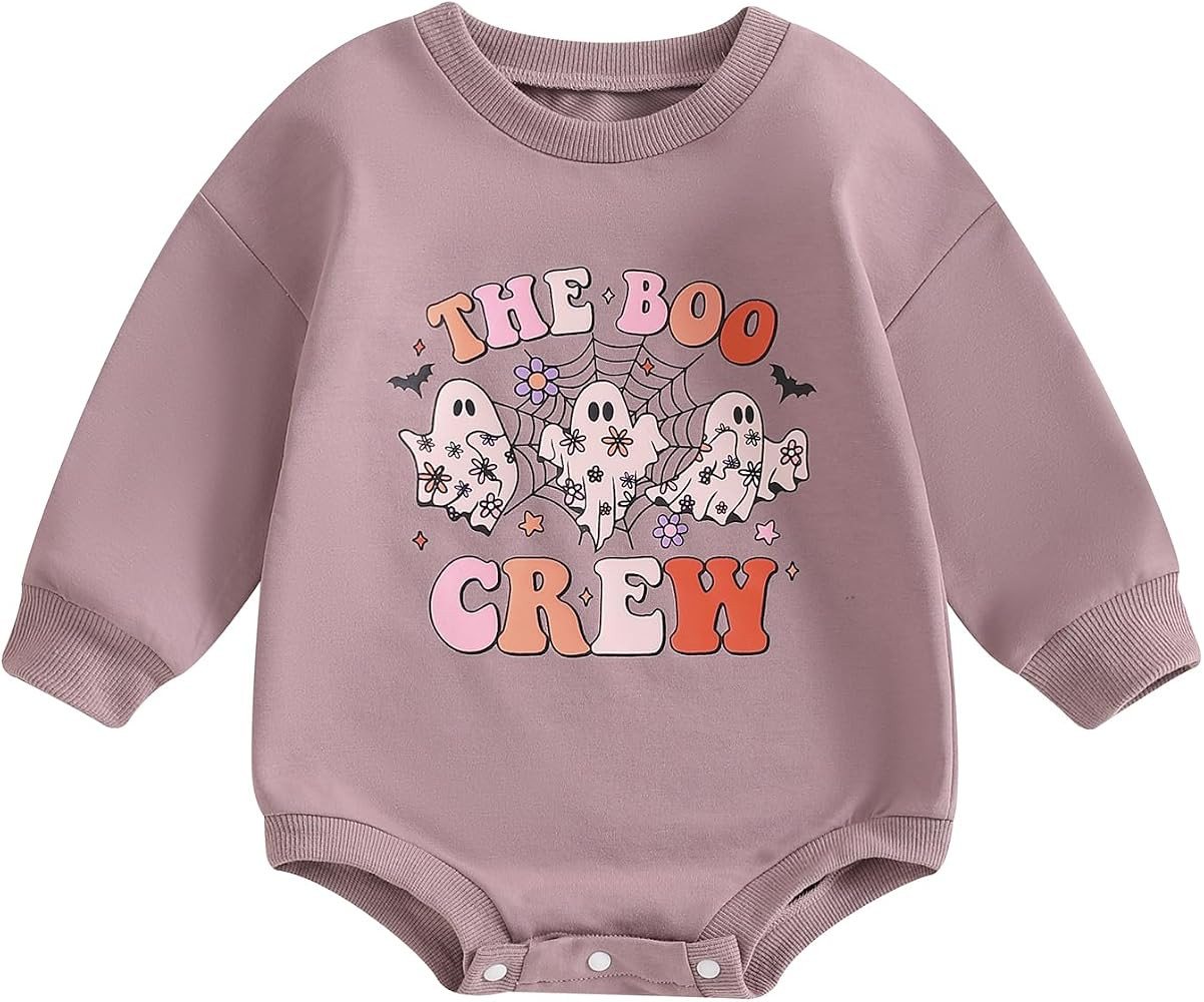 Infant Baby Boy Halloween Pumpkin Sweatshirt Romper Outfit Long Sleeve One Piece Bodysuit Jumpsui... | Amazon (US)