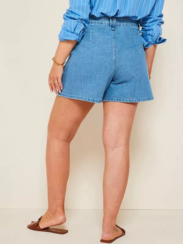 V by Very X Laura Byrnes Denim Bermuda Short - Blue | Very (UK)