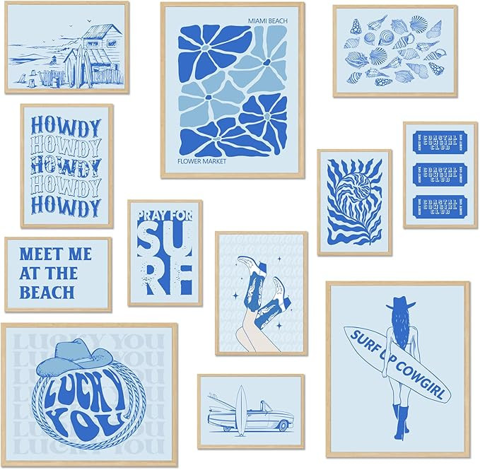 XBYGIMI Coastal Cowgirl Room Decor Aesthetic,Coastal Granddaughter Wall Art Print,Trendy Light Bl... | Amazon (US)