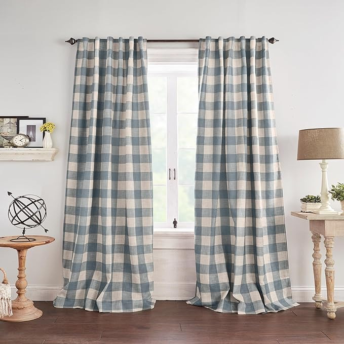 Elrene Home Fashions Farmhouse Living Grainger Buffalo-Check Blackout Window Curtain, Living Room... | Amazon (US)