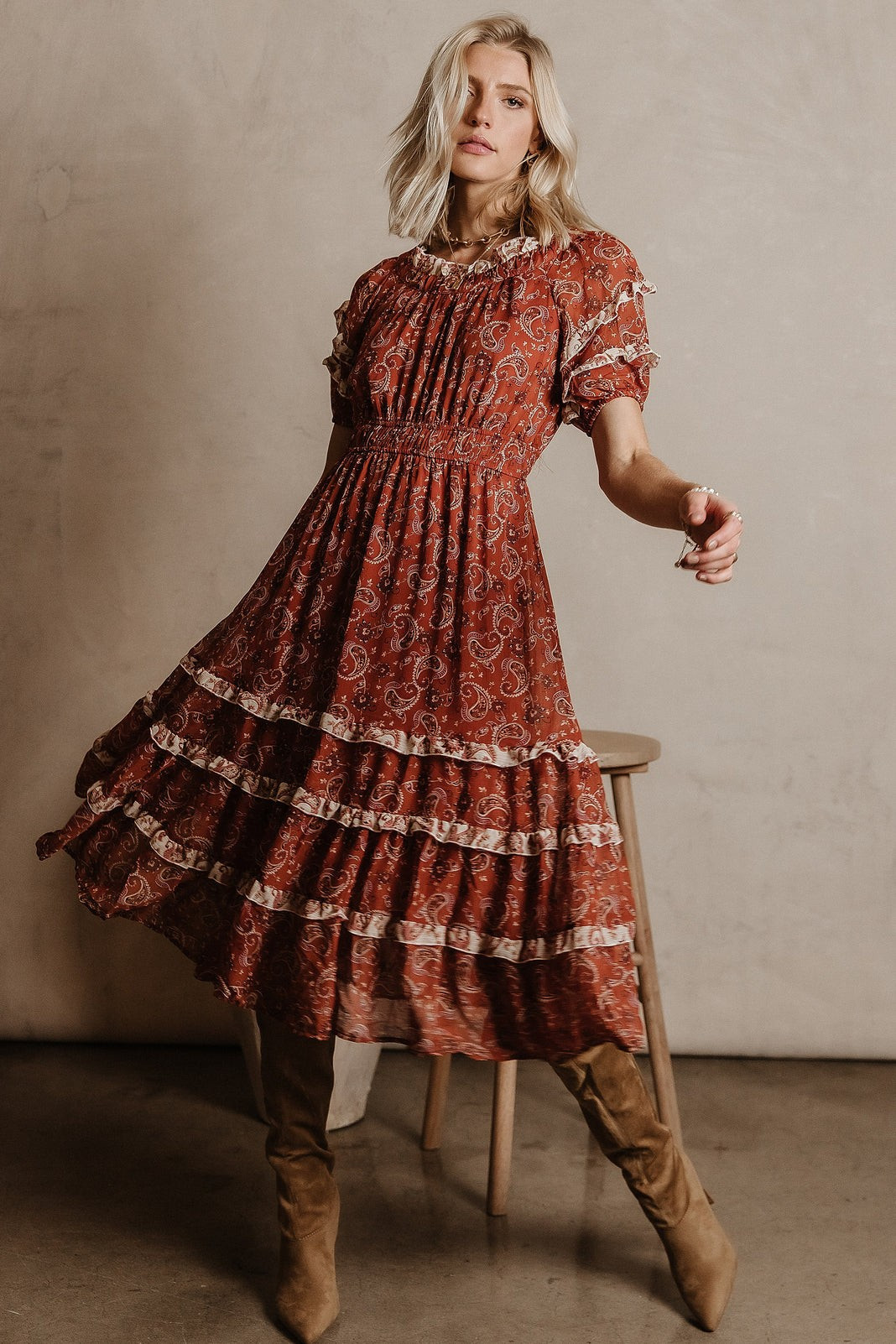 Chantal Tiered Midi Dress - böhme | Böhme US