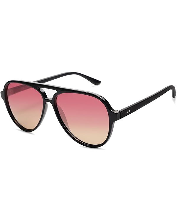 SOJOS Classic Polarized Aviator Sunglasses Womens Mens Retro Double Bridge Aviators SJ2201 | Amazon (US)