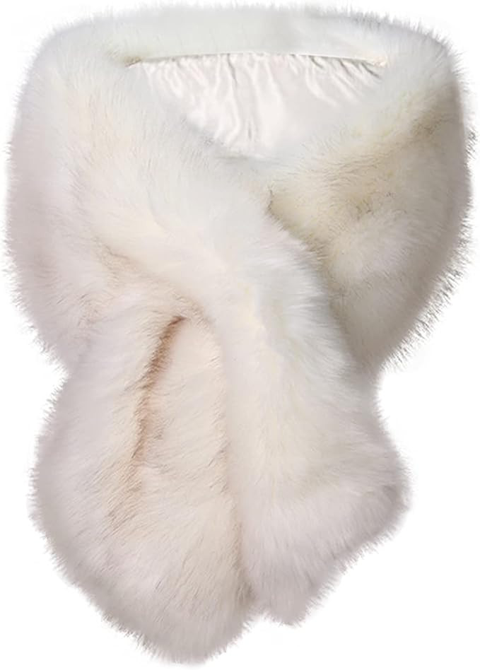 KAMA BRIDAL Women Long Faux Fur Shawl Bridal Stole Cover Up Winter Soft Bolero Scarf | Amazon (US)