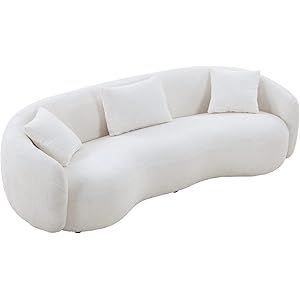 kevinplus 94'' Modern Curved Sofa Couch for Living Room, White Mid-Century Luxury Curved Backrest... | Amazon (US)