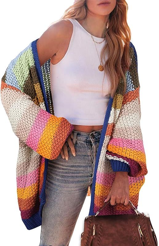 Dokotoo Fall Cardigan for Women Lantern Sleeve 2023 Spring Knit Cardigans Sweaters | Amazon (US)