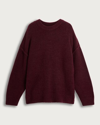 F&F Ribbed Crew Neck Jumper with Wool in Burgundy | Tesco F&F