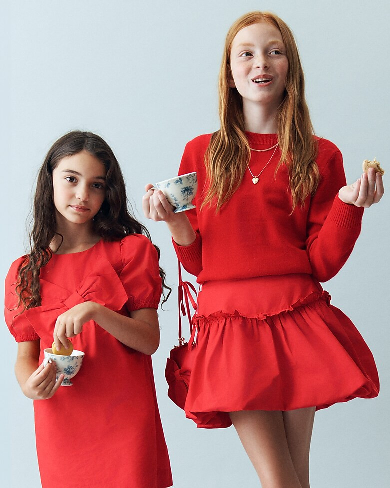 Girls' bow bubble skirt in taffeta | J. Crew US