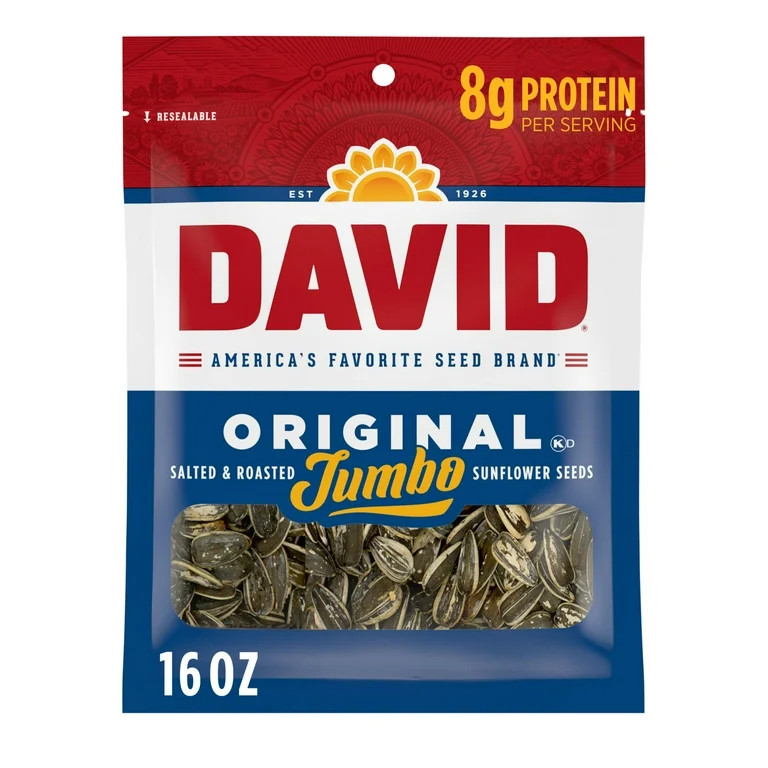 DAVID Roasted and Salted Jumbo Sunflower Seeds, Original Flavor, 16oz. | Walmart (US)