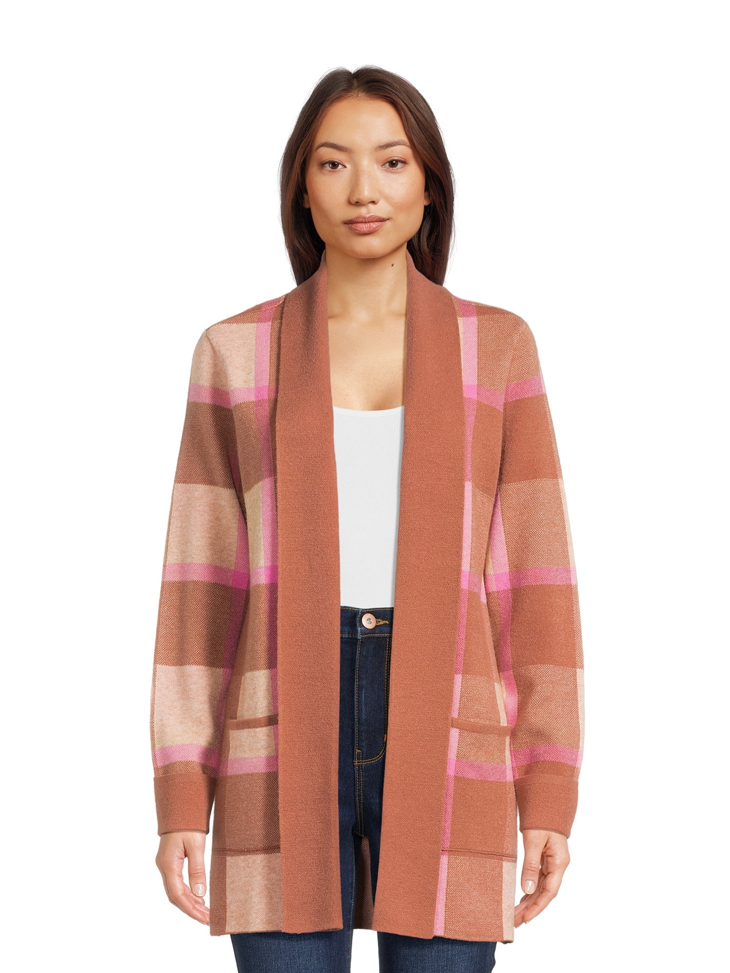 99 Jane Street Women's Open Front Cardigan Sweater with Long Sleeves, Midweight, Sizes XS-XXXL | Walmart (US)