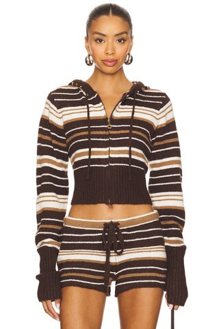 Dairy Boy Surfside Striped Knit Zip Up in Sand Dune from Revolve.com | Revolve Clothing (Global)
