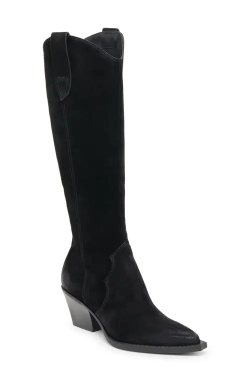 Dolce Vita Regy Western Boot in Onyx Suede at Nordstrom, Size 9.5 Regular Calf | Nordstrom