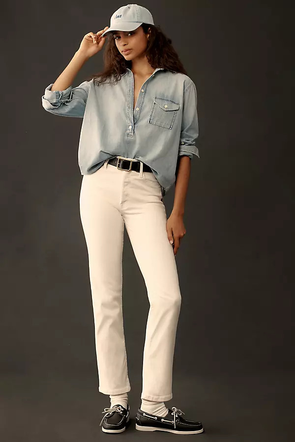 The Tomcat Ankle Fray Mid-Rise Straight-Leg Jeans | Anthropologie (US)