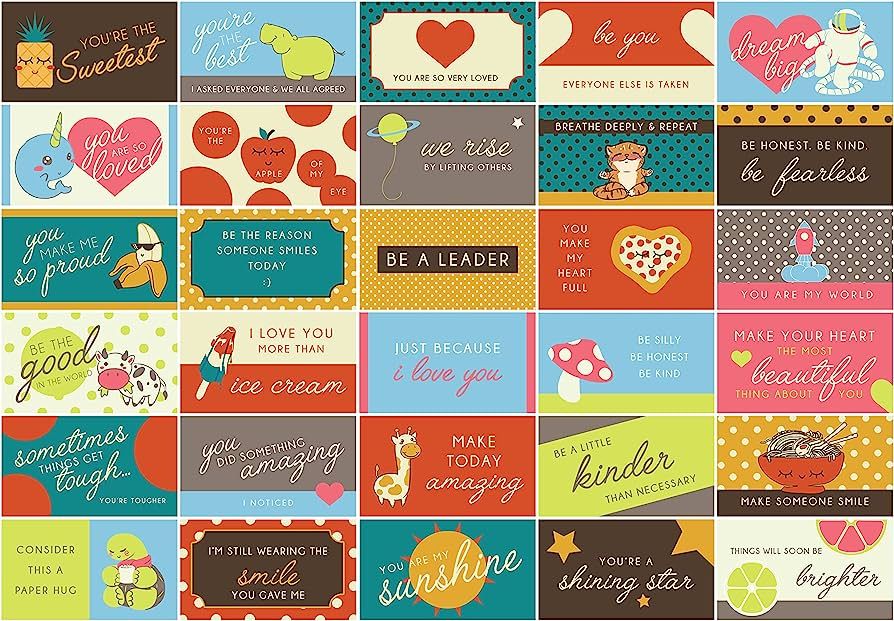 GSM Brands Lunch Box Notes for Kids - 60 Pack - Motivational Cards to put Love and Jokes in your ... | Amazon (US)