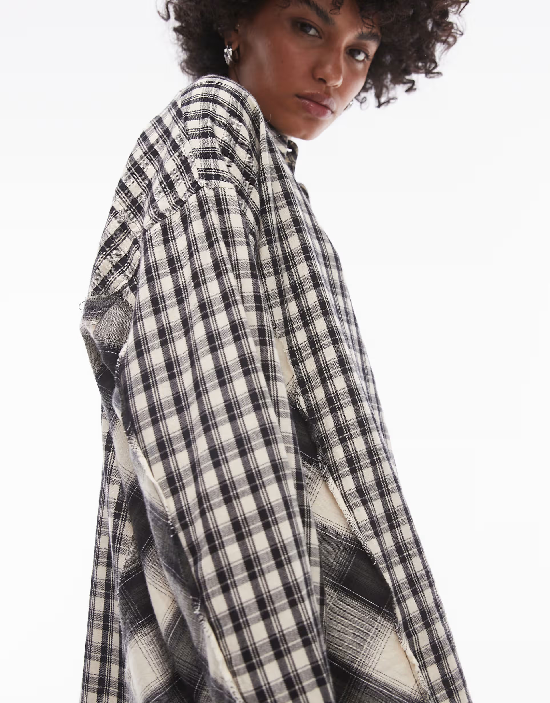 Topshop oversized shirt in contrast buttermilk check | ASOS (Global)