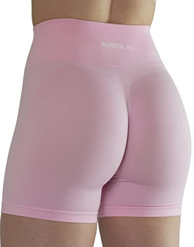 Bright Colors Maybe See Through Not Squat Proof Summer Workout Shorts for Women Seamless Scrunch Running Shorts (M,Sweet Pink) | Amazon (US)