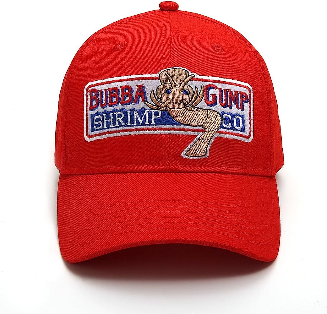 Adjustable Bubba Gump Baseball Cap Shrimp Co. Embroidered Bend Brimmed Hat (Red) | Amazon (US)