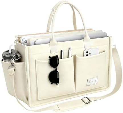 Amazon.com | Gosect Canvas Tote Bag for Women With Pockets,X-Large Work Tote Bags Womens, Laptop ... | Amazon (US)