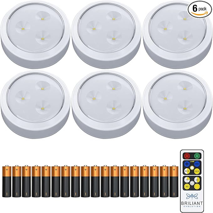 Stick on Lights 6 Pack with Remote - Wireless LED Under Cabinet Lights - Under Counter Lights for... | Amazon (US)
