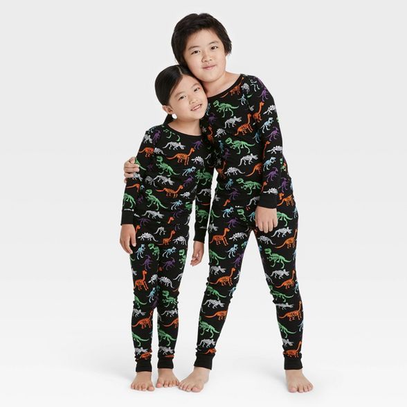 Toddler Halloween Dino Skeleton Print Matching Family Pajama Set - Black | Target