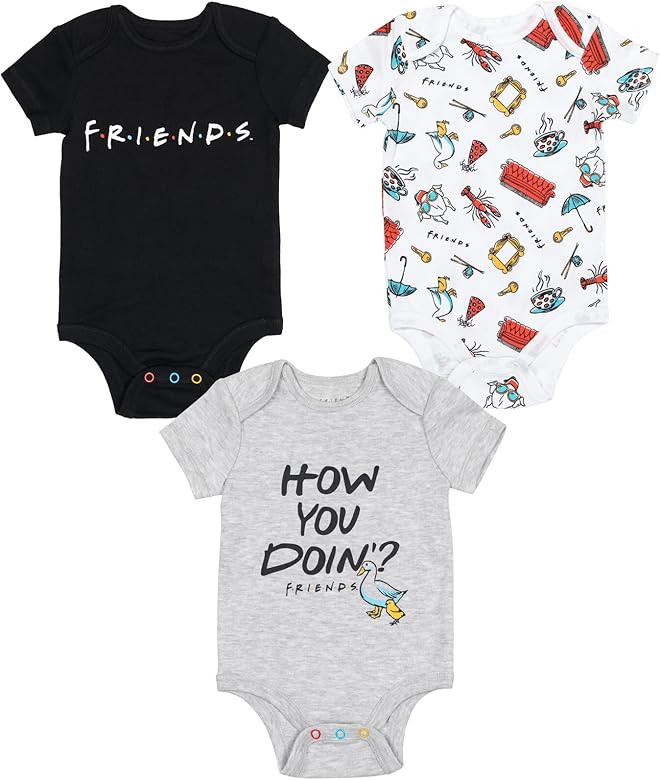 FRIENDS 3 Pack Short Sleeve Bodysuit | Amazon (US)