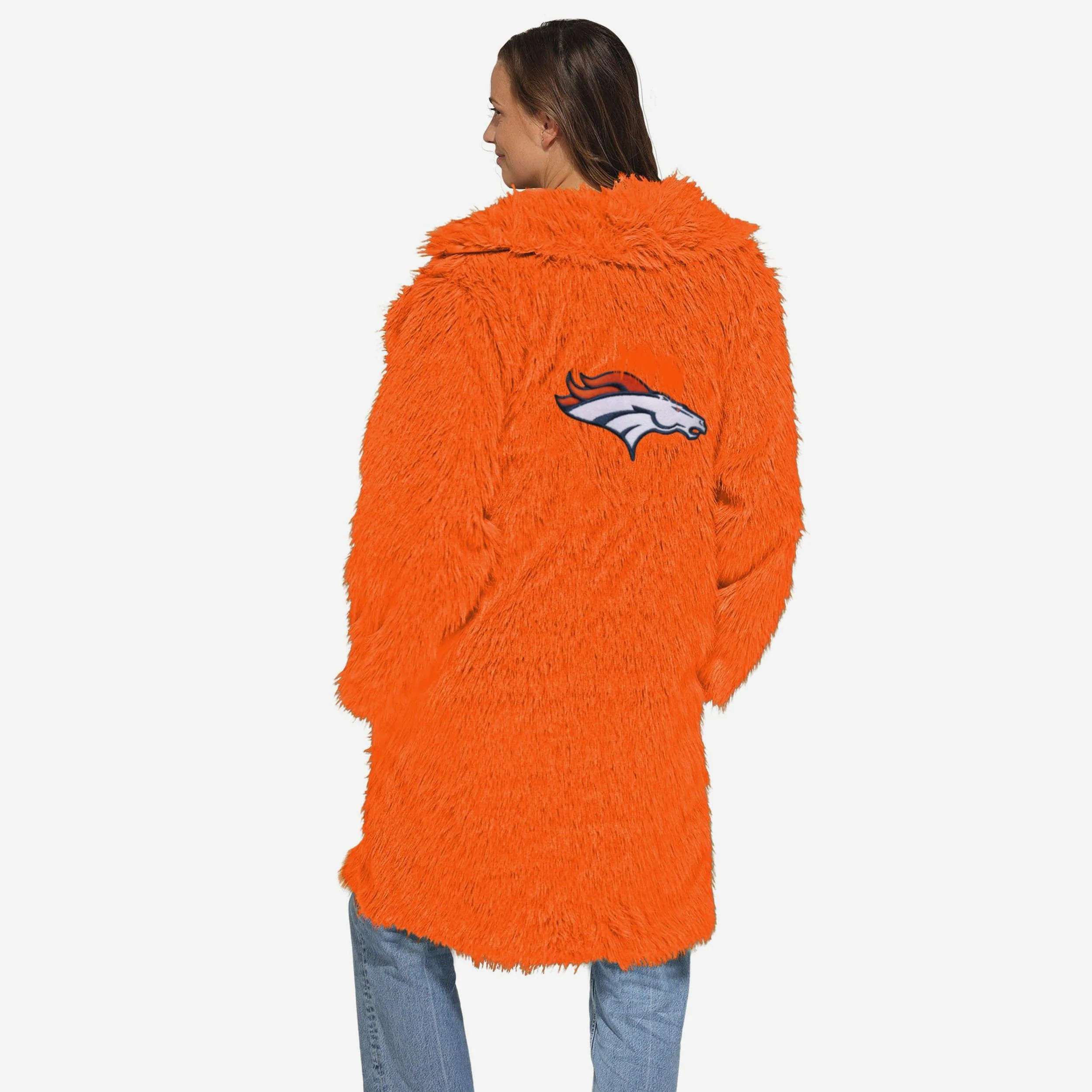 Denver Broncos Faux Fur Long Jacket - XS/S | FOCO inc