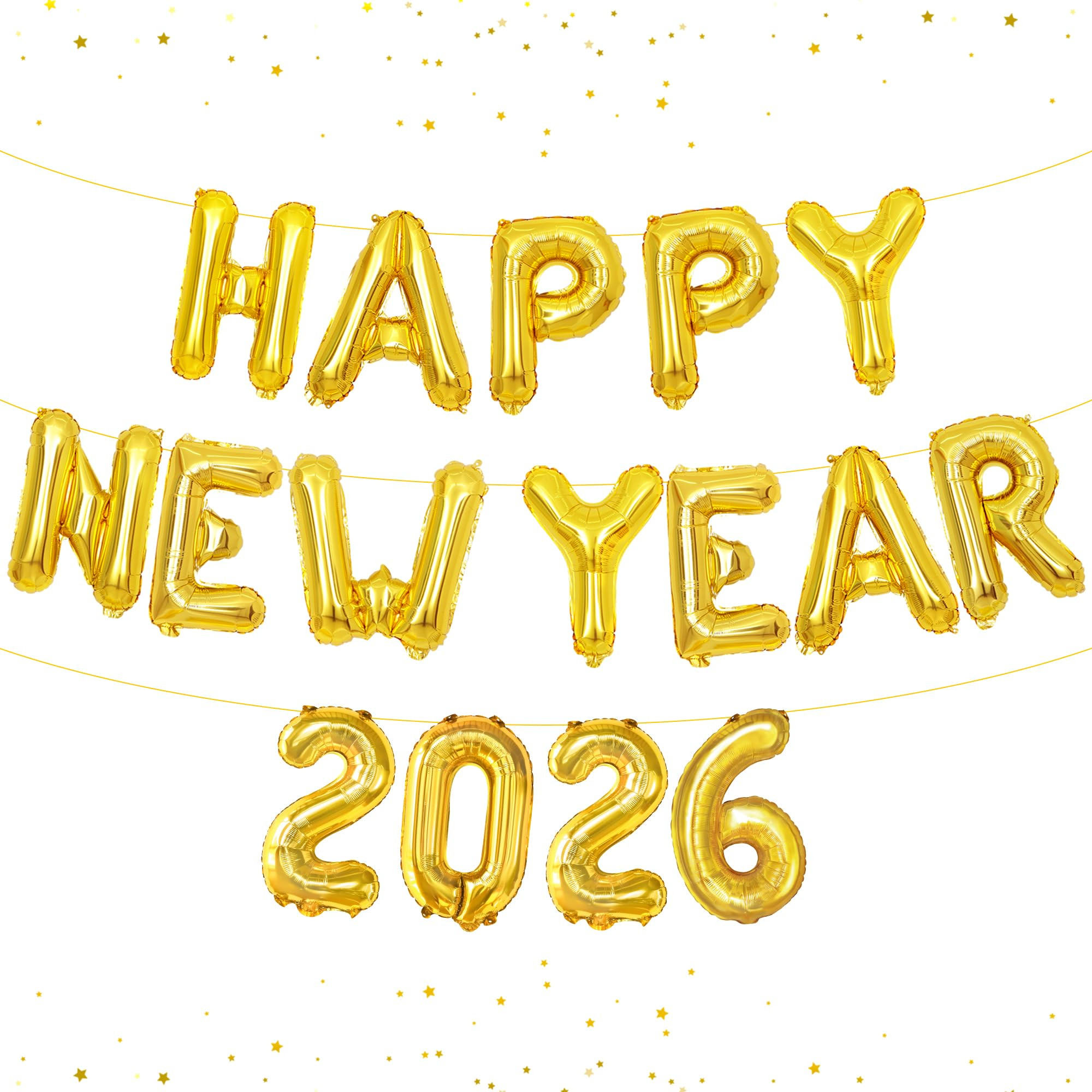 KatchOn, Gold Happy New Year 2026 Balloons - 16 Inch | Happy New Year Balloon and 2026 Gold Numbe... | Amazon (US)