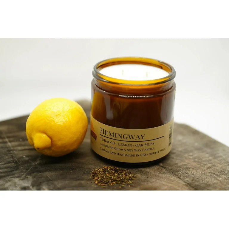 Hemingway Soy Wax Candle | 16 oz Double Wick Amber Apothecary Jar | Walmart (US)