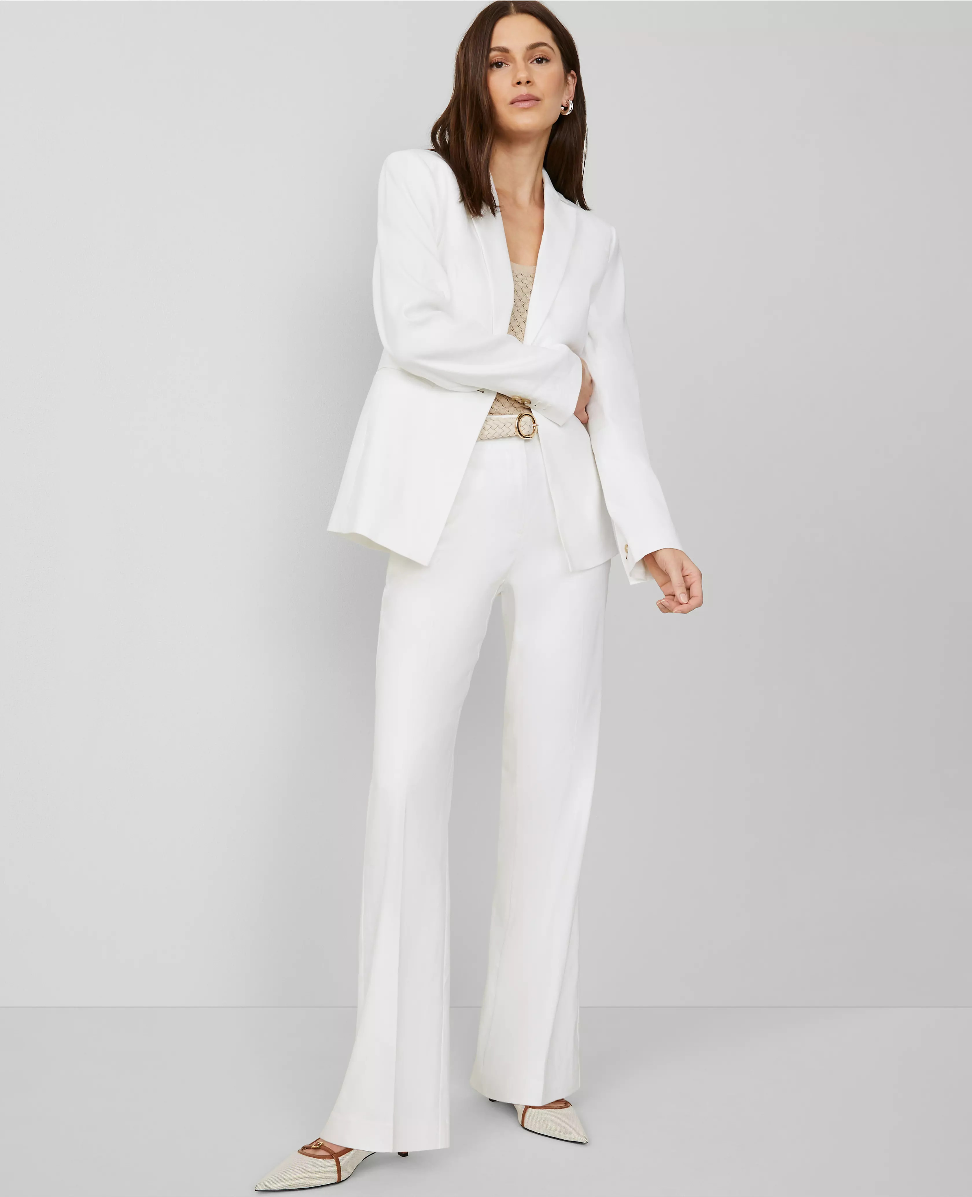 The Trouser Pant in Herringbone Linen Blend | Ann Taylor