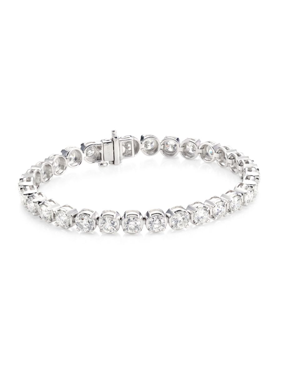 14K White Gold & 12.0 TCW Diamond Prong-Set Tennis Bracelet | Saks Fifth Avenue