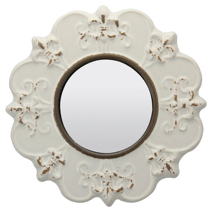 8" Decorative Ceramic Wall Mirror Ivory - Stonebriar Collection | Target