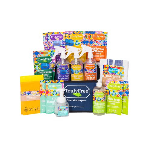 Truly Free Kitchen Cleaning Bundle, Natural, No Chemical Cleaners For everything In Your Kitchen and Home (All-In-One Kitchen Cleaning Bundle - 9 Products) | Amazon (US)