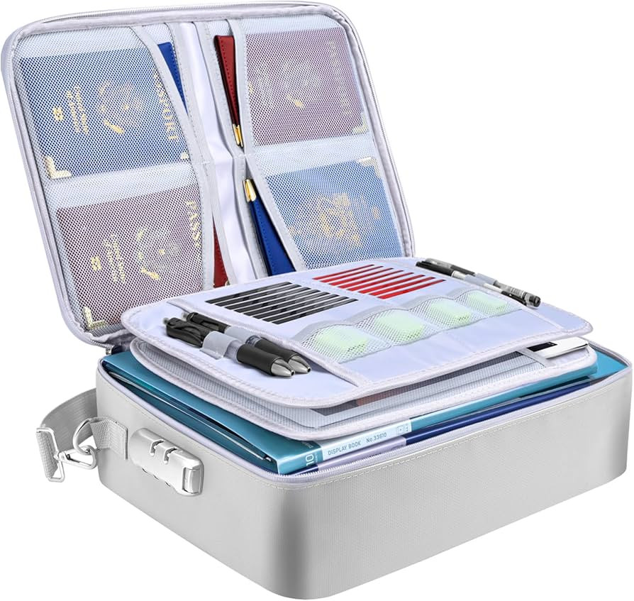 BALEINE Fireproof Document Box with Lock, Portable Fireproof Document Bag Waterproof Fire Proof F... | Amazon (US)