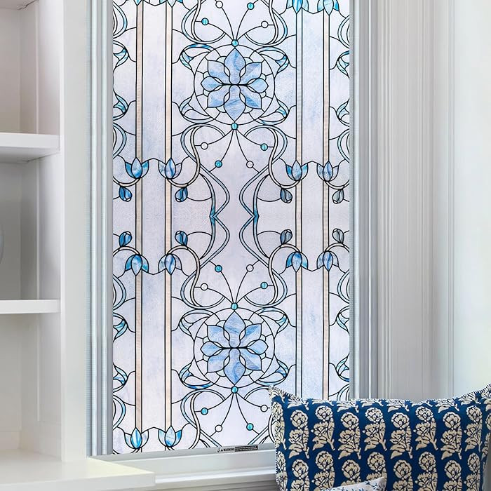 3D Stained Glass Window Privacy Film, Heat Control UV Blocking Static Cling Decorative Window Fil... | Amazon (US)