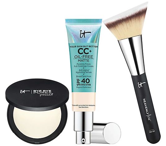 IT Cosmetics SPF 40 CC Cream Oil-Free Setting Powder Auto-Delivery - QVC.com | QVC