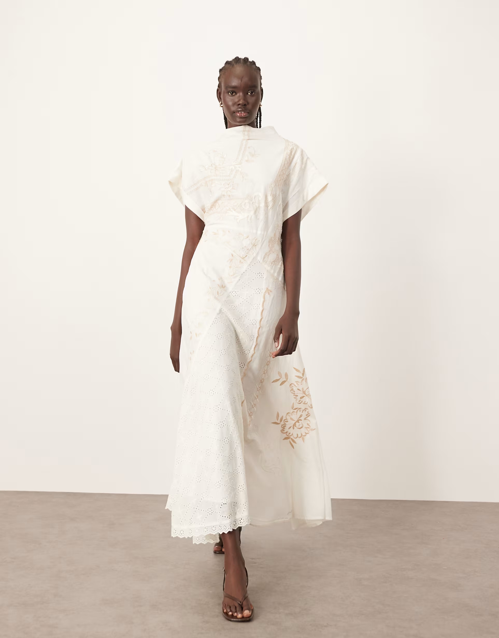 ARRANGE ultimate embroidered paneled maxi dress in ivory | ASOS | ASOS (Global)