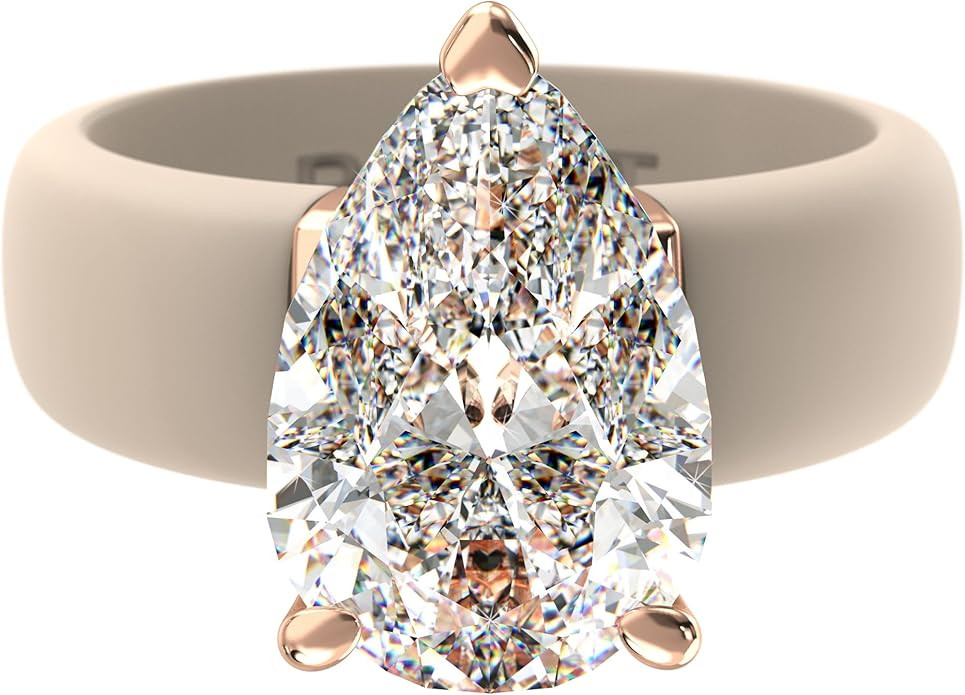 Rinfit Silicone Ring with Stone - Pear Cut Cubic Zirconia Solitaire Engagement Ring for Women - R... | Amazon (US)