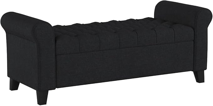 Christopher Knight Home Keiko Fabric Armed Storage Bench, Dark Grey, 19.50”D x 50.00”W x 19.2... | Amazon (US)