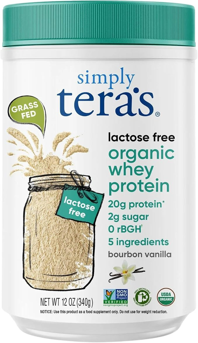 Simply Tera’s Lactose Free Organic Whey Protein, Bourbon Vanilla – 12 Oz | Whey Protein Powde... | Amazon (US)
