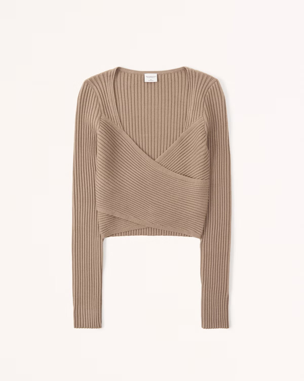 Women's Long-Sleeve Sweater Wrap Top | Women's New Arrivals | Abercrombie.com | Abercrombie & Fitch (US)