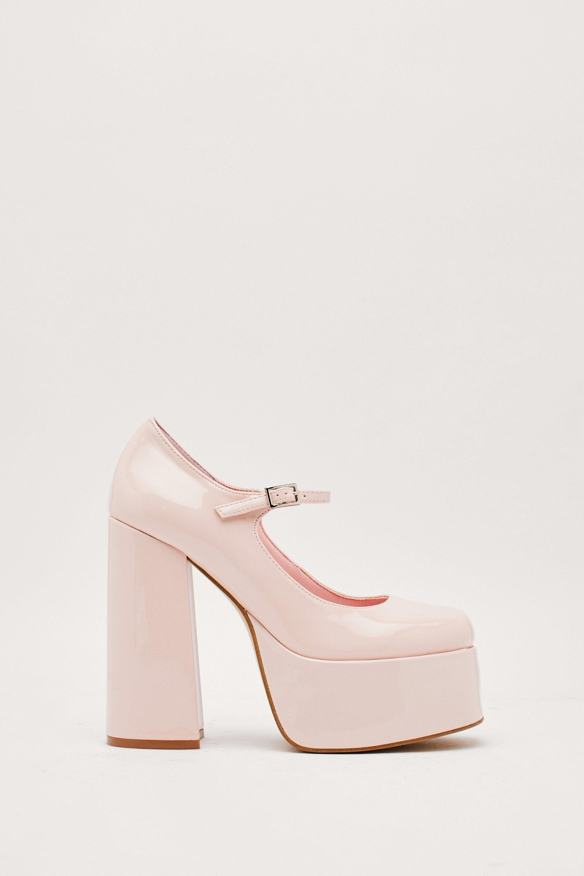 Womens Patent Platform Mary Jane Heels - Baby Pink - 8 | Nasty Gal (US)