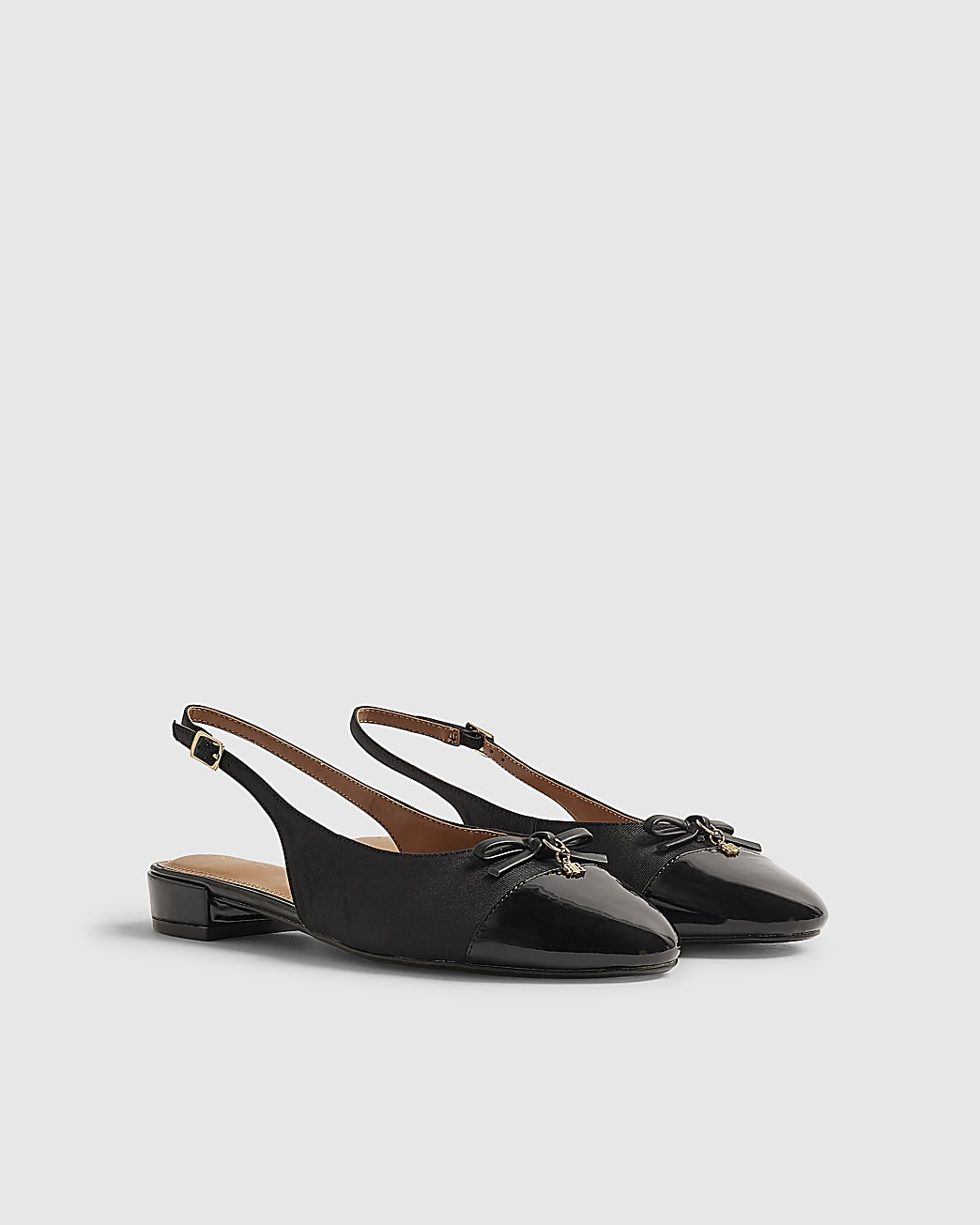 Black Slingback Toecap Flats | River Island UK & IE