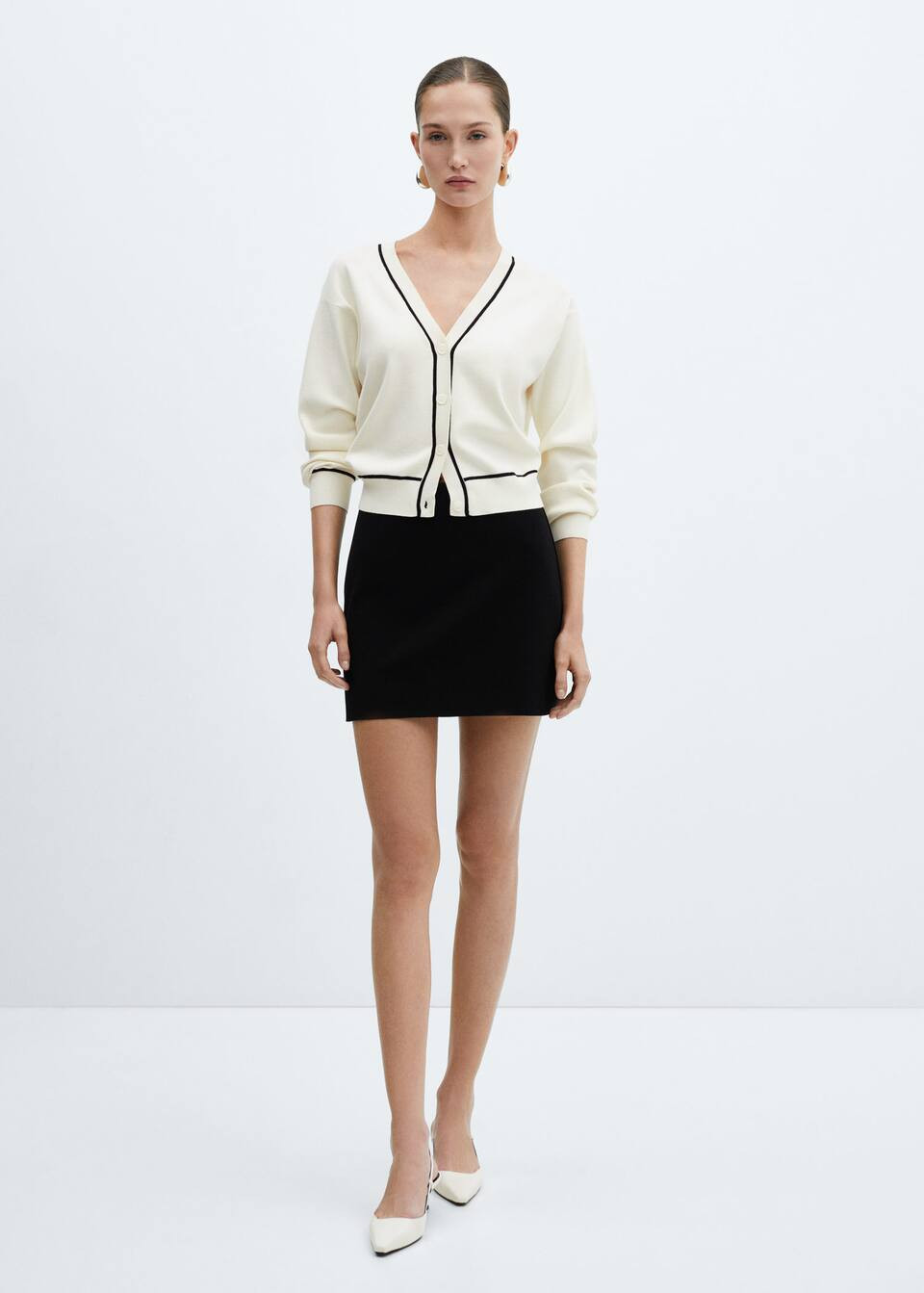 Contrast trims cardigan -  Women | Mango USA | MANGO (US)