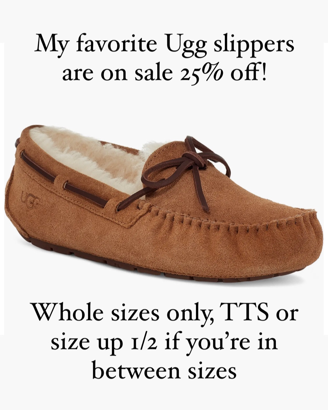 My favorite Ugg slippers are on sale! TTS or if you’re a half size, size up to the nearest full size 

#LTKSaleAlert #LTKFindsUnder100 #LTKGiftGuide