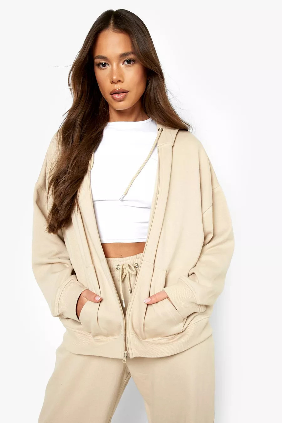 Recycled Oversized Zip Through Hoodie | Boohoo.com (US & CA)
