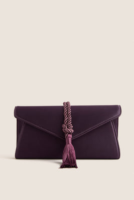 Plum Satin Gabrielle Clutch | Tuckernuck (US)
