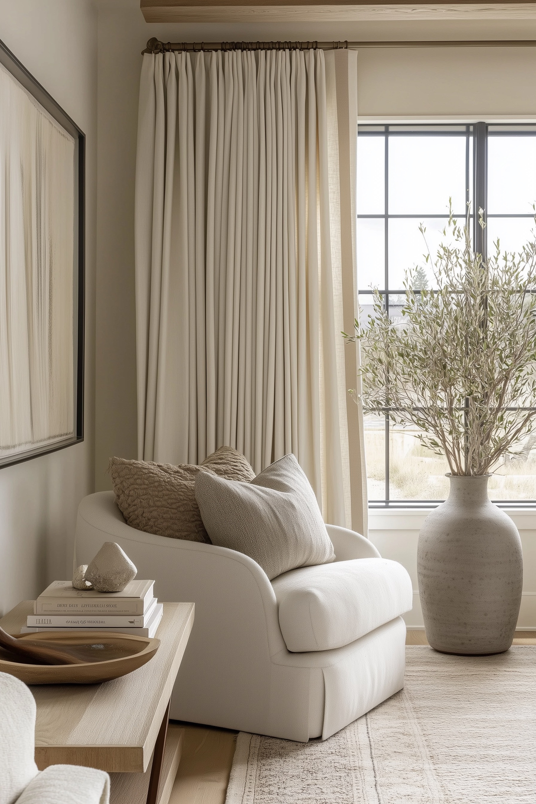 This cozy reading nook is the perfect blend of neutral tones and organic textures. The plush ivory chair, soft linen curtains, and oversized ceramic vase bring a calm, earthy elegance to the space. If you love the warm, layered look of cozy modern interiors, this corner is a dreamy example of modern organic design that feels both timeless and effortlessly inviting.

 

 #LTKHome #LTKStyleTip